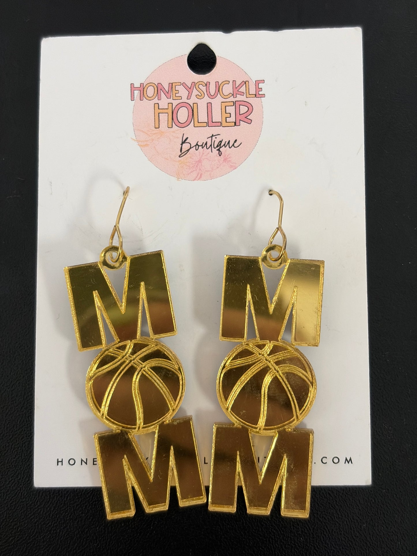 Basketball Mom Dangle Earrings - Gold