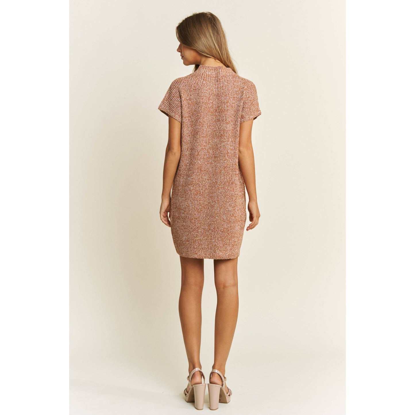 CLASSIC DROP SHOULDER SWEATER KNIT MINI DRESS: Burnt Orange