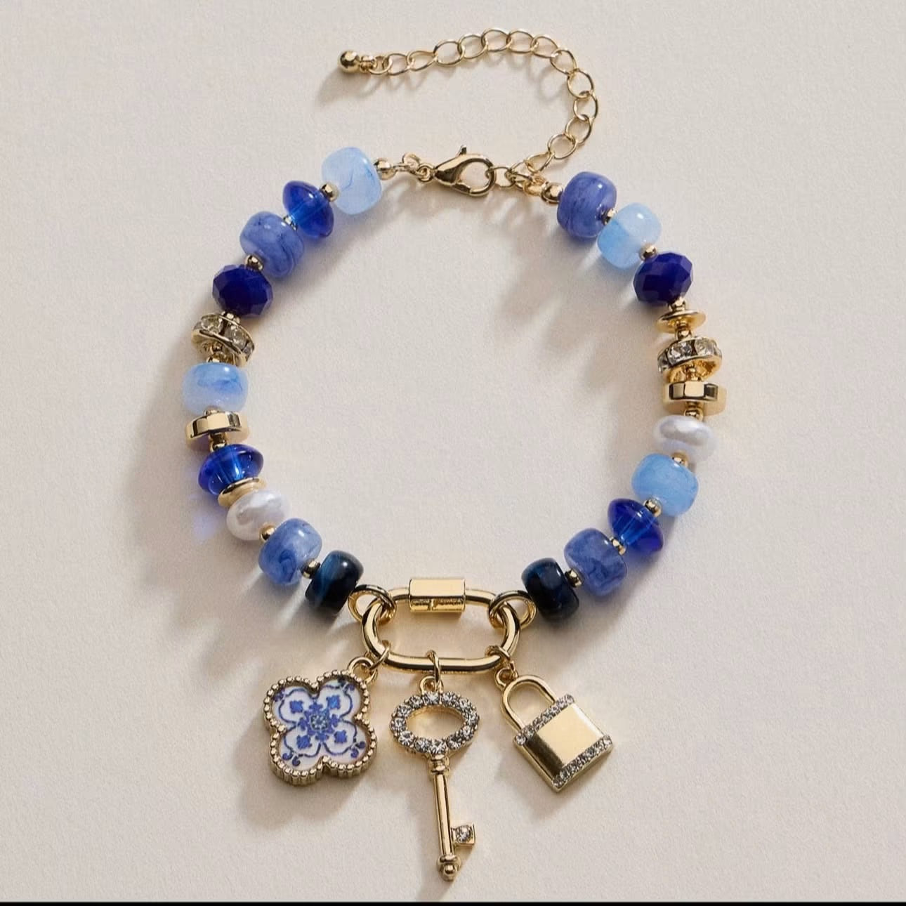 Vibrant Beaded Charm Bracelet Blue