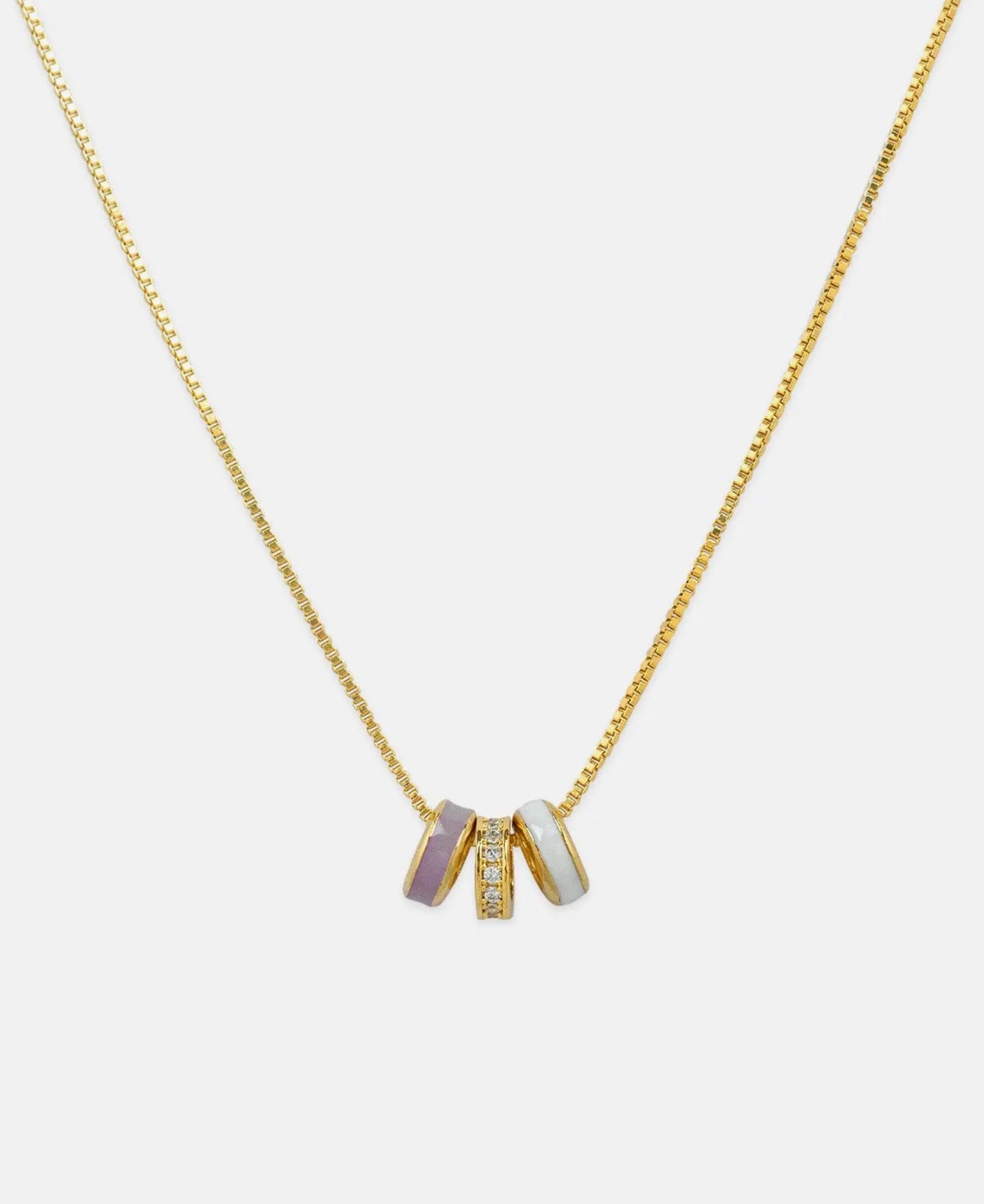 Lavender - Color Rondelle Ring Link Hoop Necklace