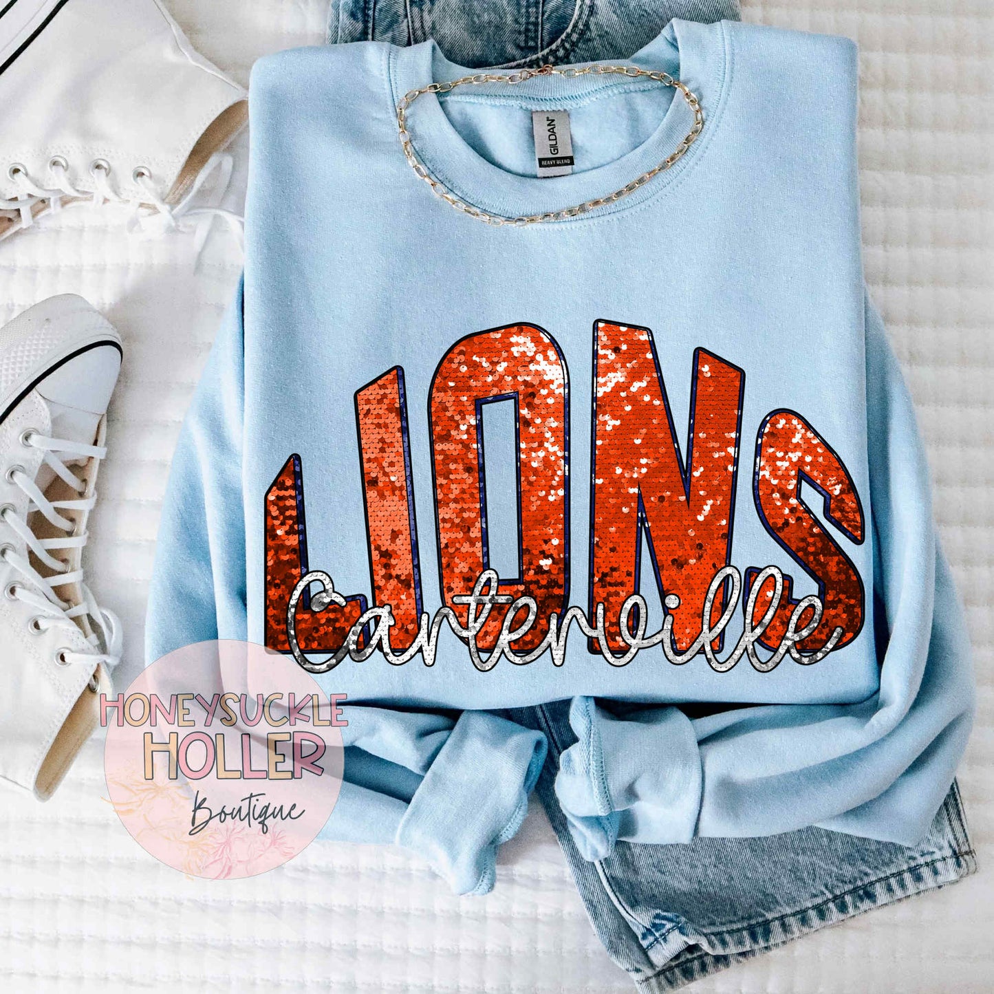 Glitter Varsity Carterville Lions-Light Blue