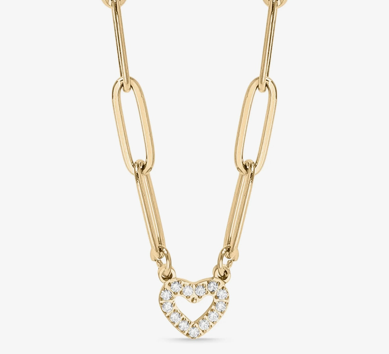 Gold - 18K Gold Pvd Stainless Steel “Heart” Paperclip Necklace