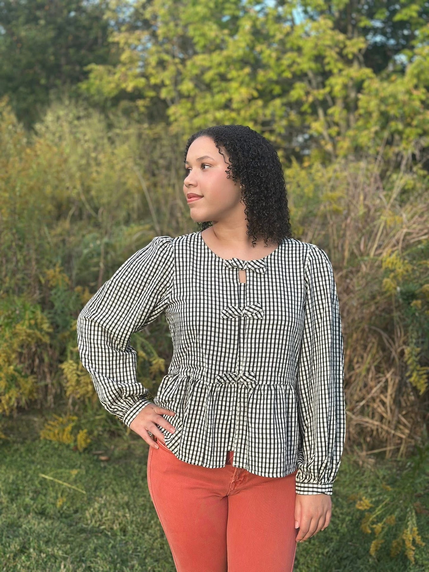 Black and White Checkered with Bows on Chest