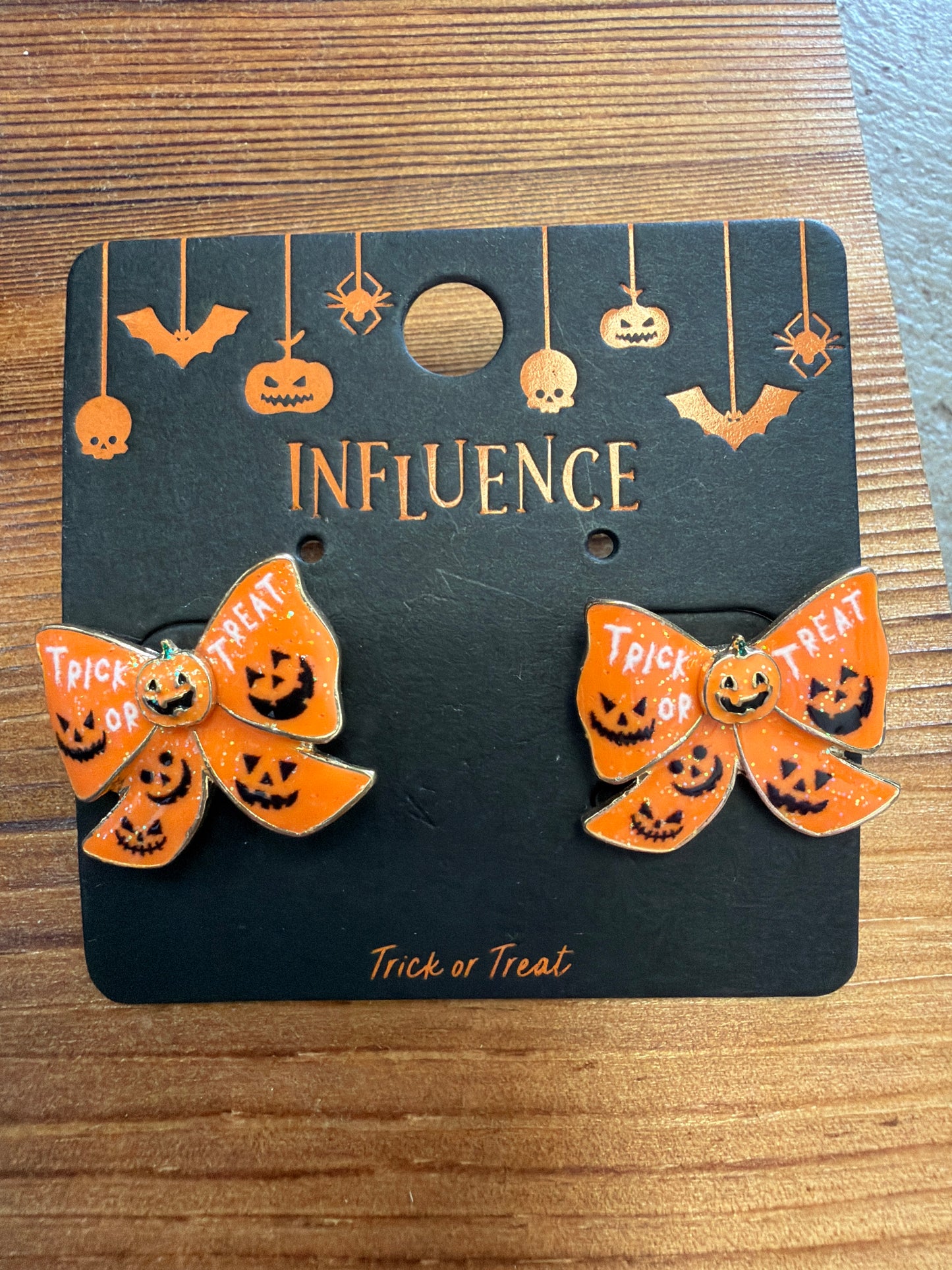 Trick Or Treat Bow Earrings