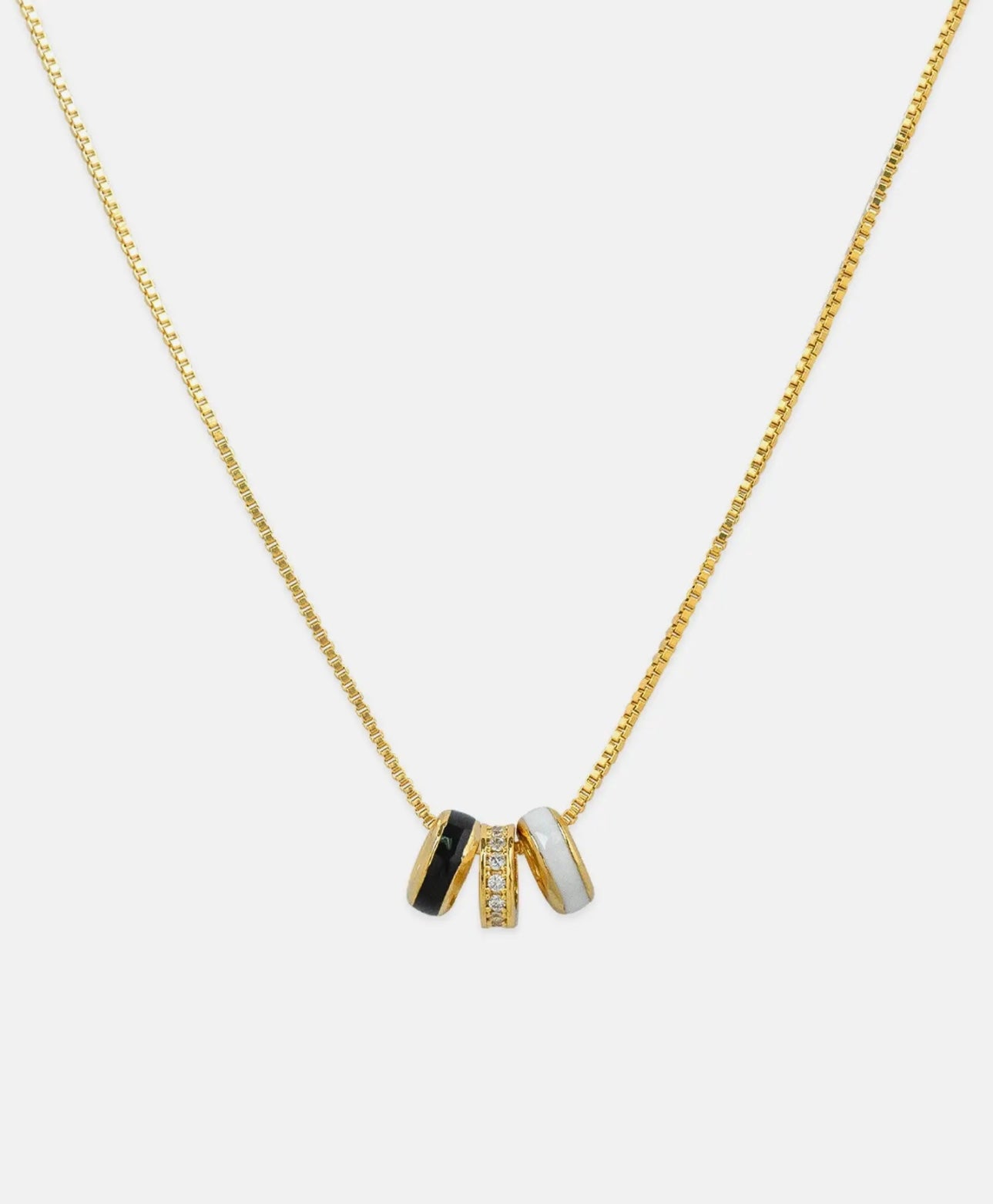 Black - Color Rondelle Ring Link Hoop Necklace
