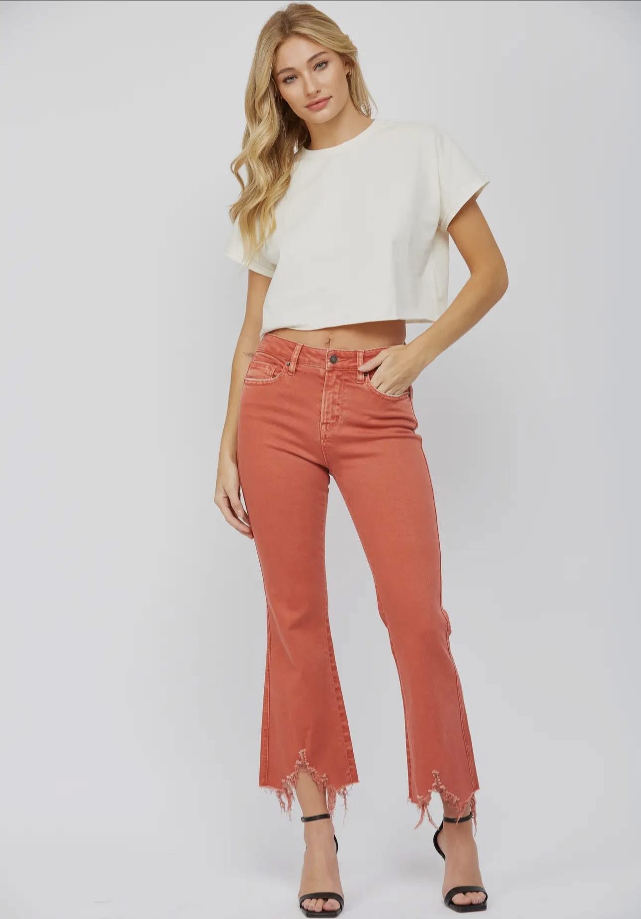 Mica/High-Rise/Crop Flare Orange