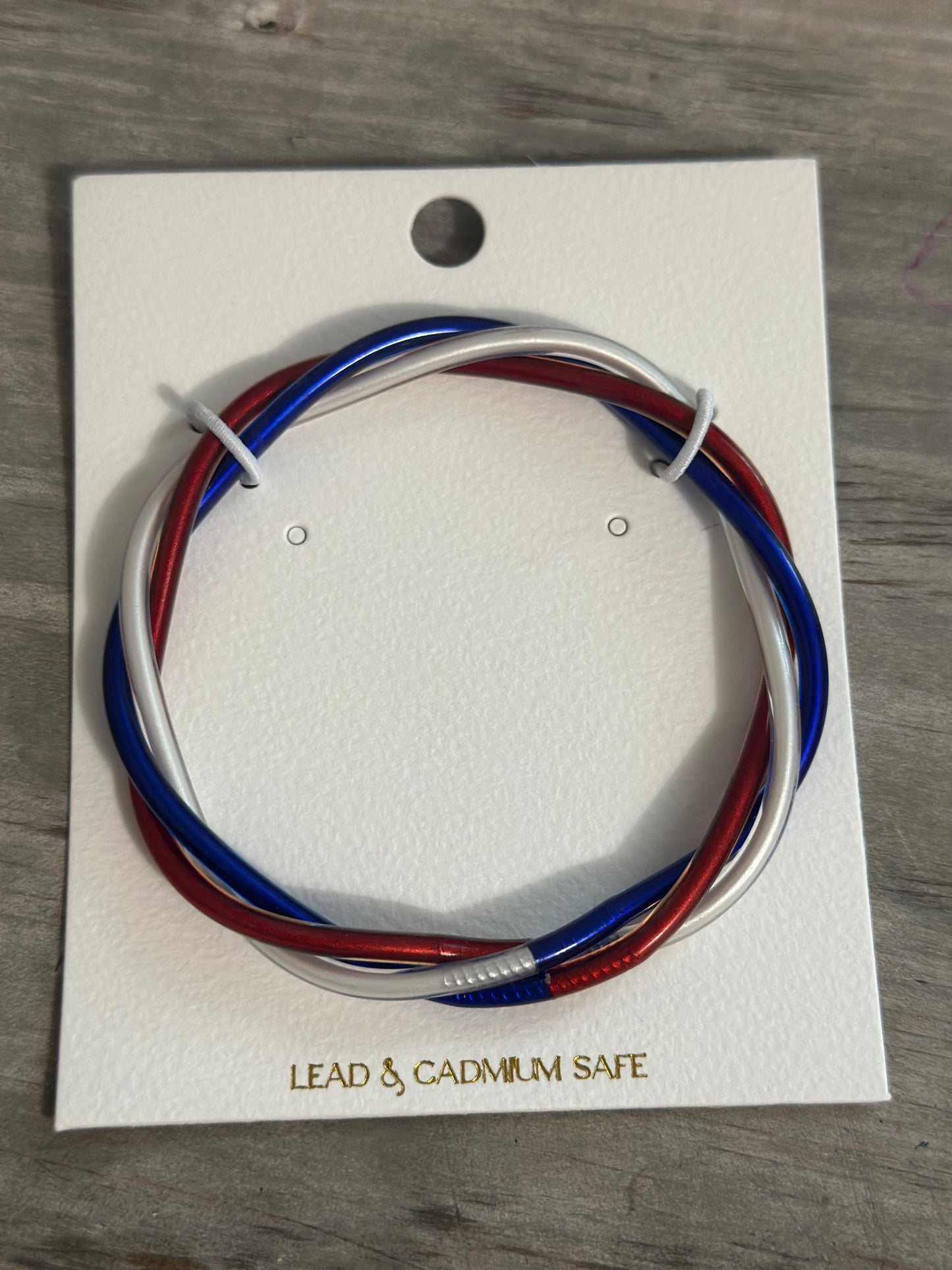 Red, White, & Blue twisted bracelet