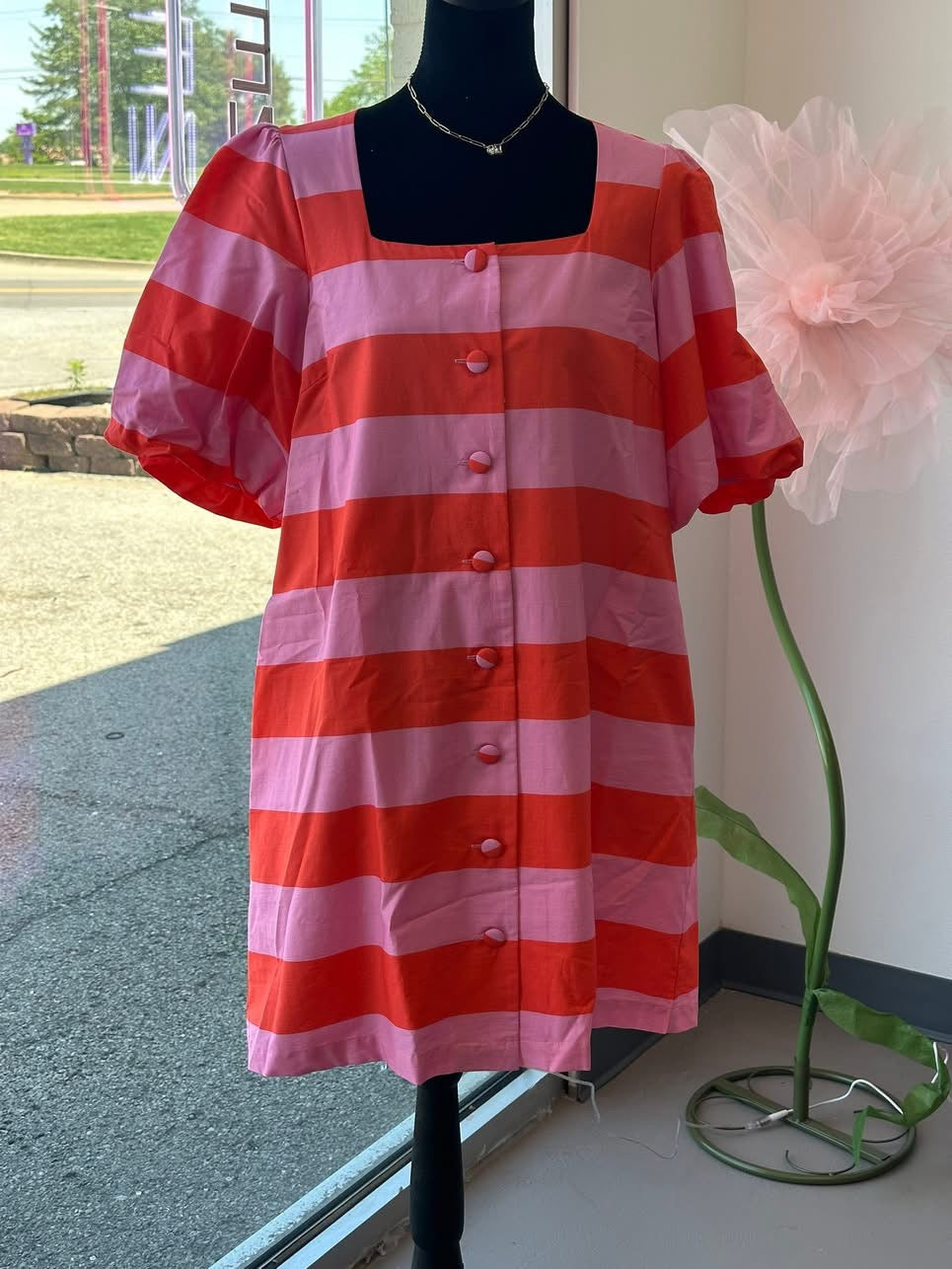Pink & Orange Striped Entro Dress
