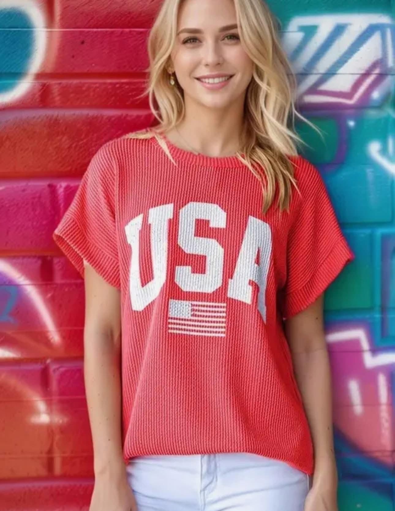 Plus Ribbed USA tee