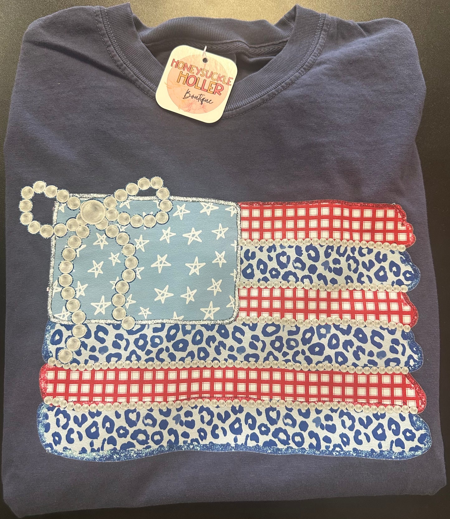 Red, White, And Blue Animal Print Flag