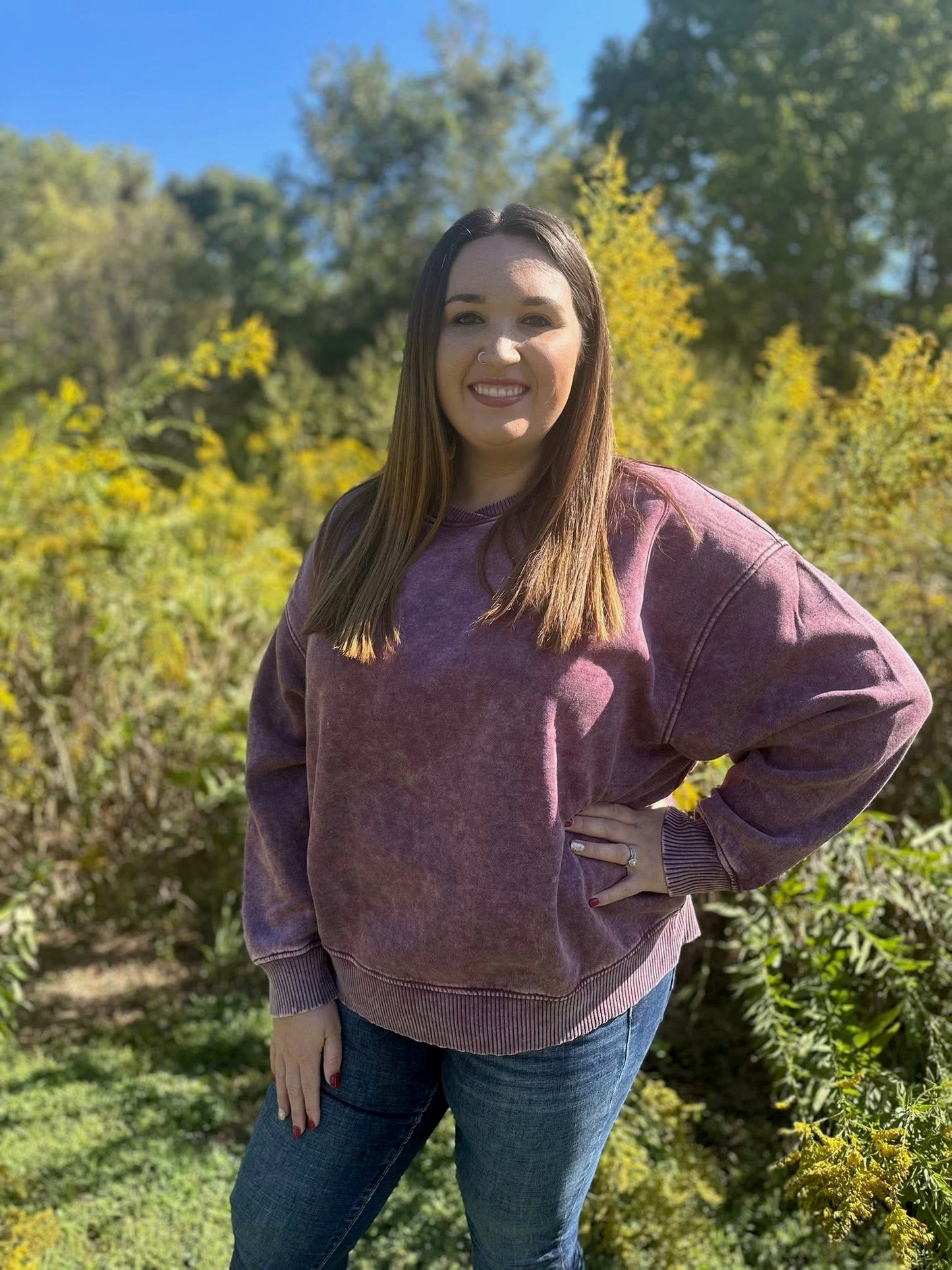 Maroon Mineral-Wash Sweatshirt