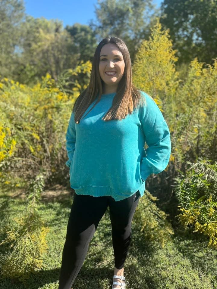 Blue Mineral-Wash Sweatshirt