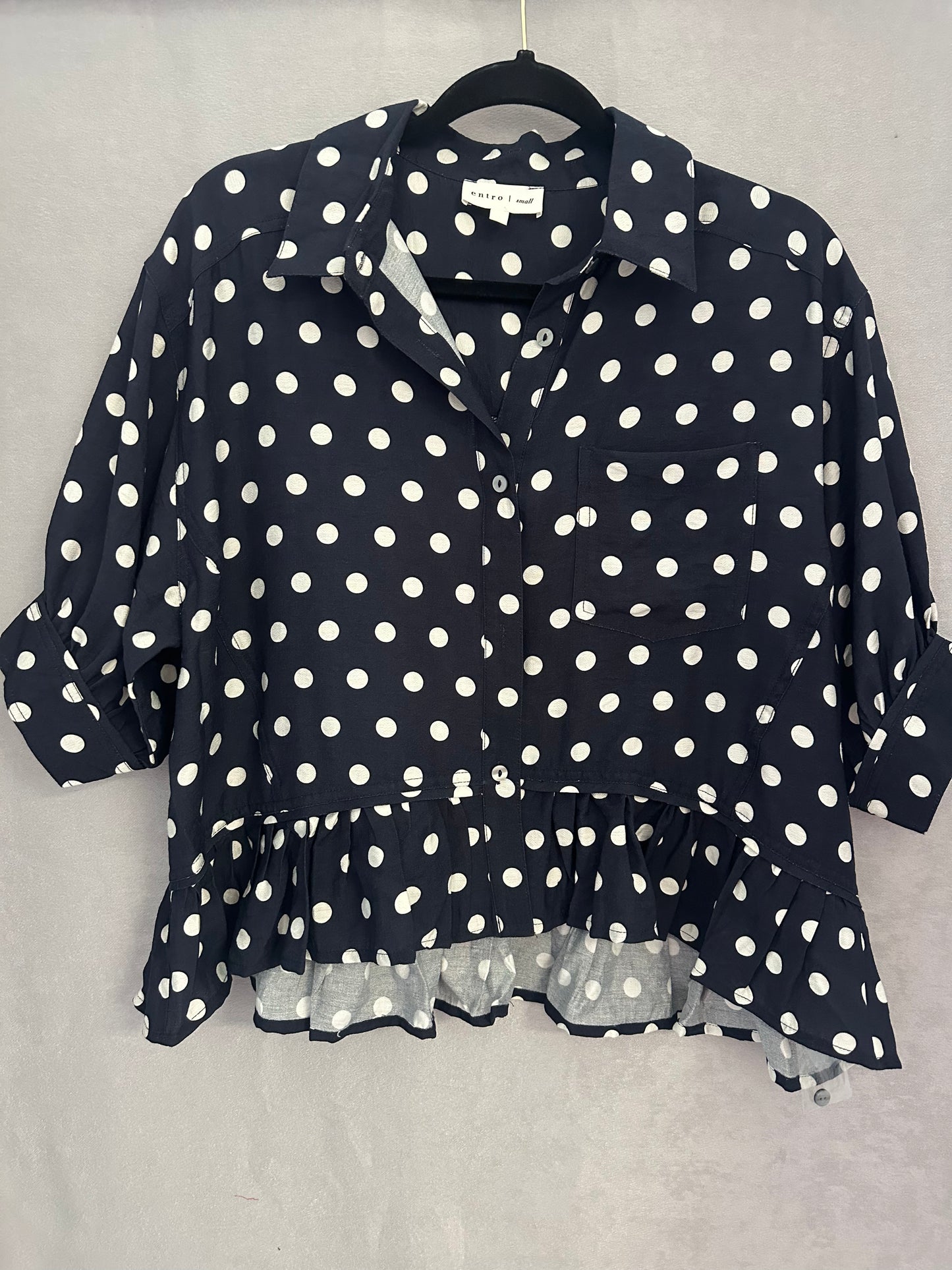 Entry Navy Polka Dot Top