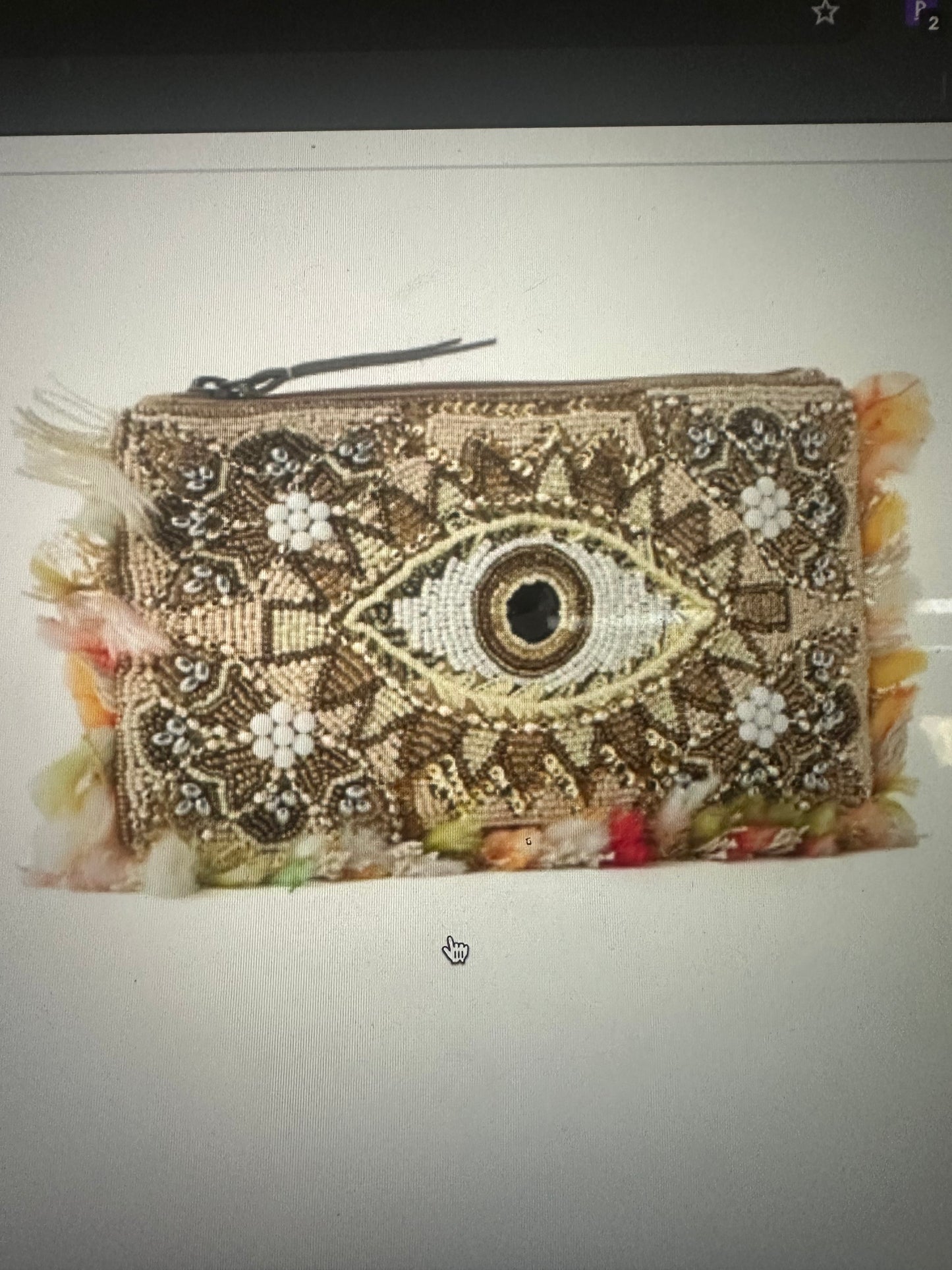Myra Eye Of The Storm Beaded Pouch In Gold Gaze