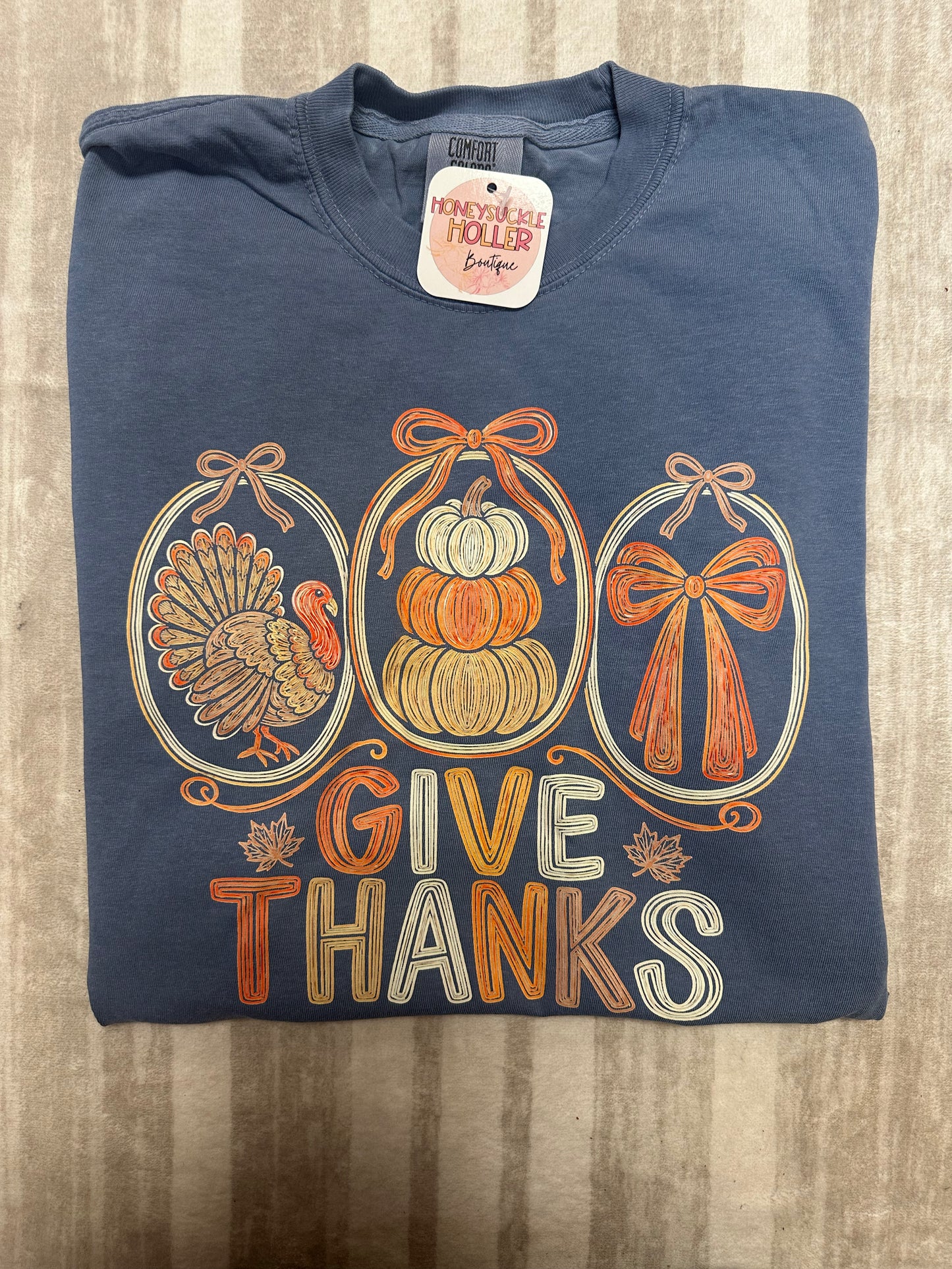 Give Thanks Blue Comfort Colors Tee