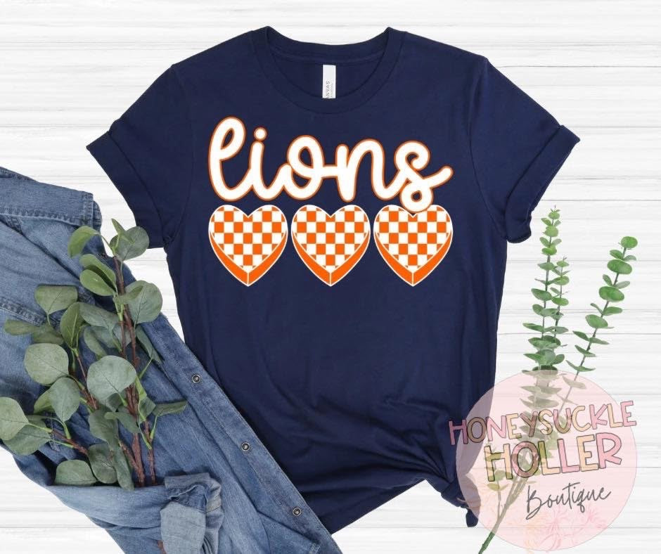 Lions Checkered Hearts
