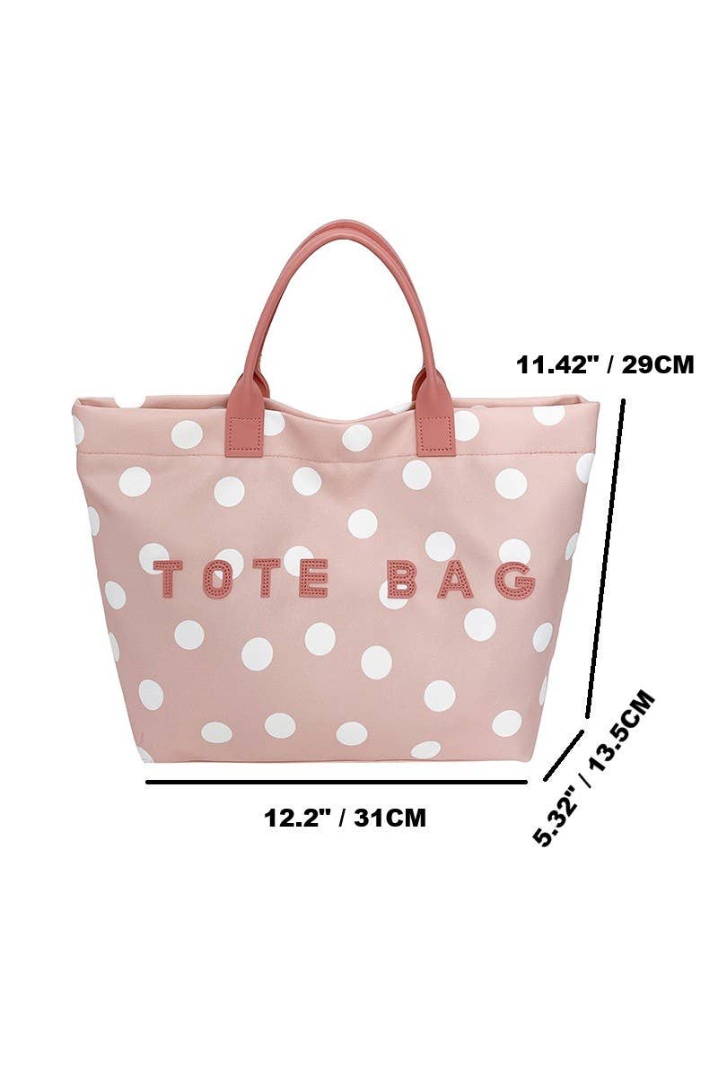 Polka Dot Oxford Tote Bag: PINK / 1(ONE SIZE)