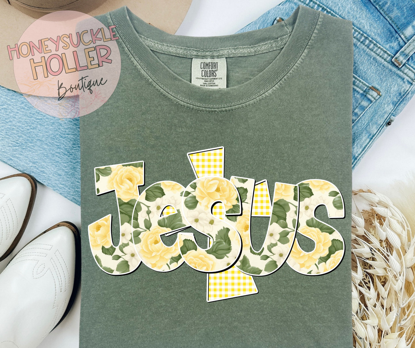 Yellow Floral Checked Jesus