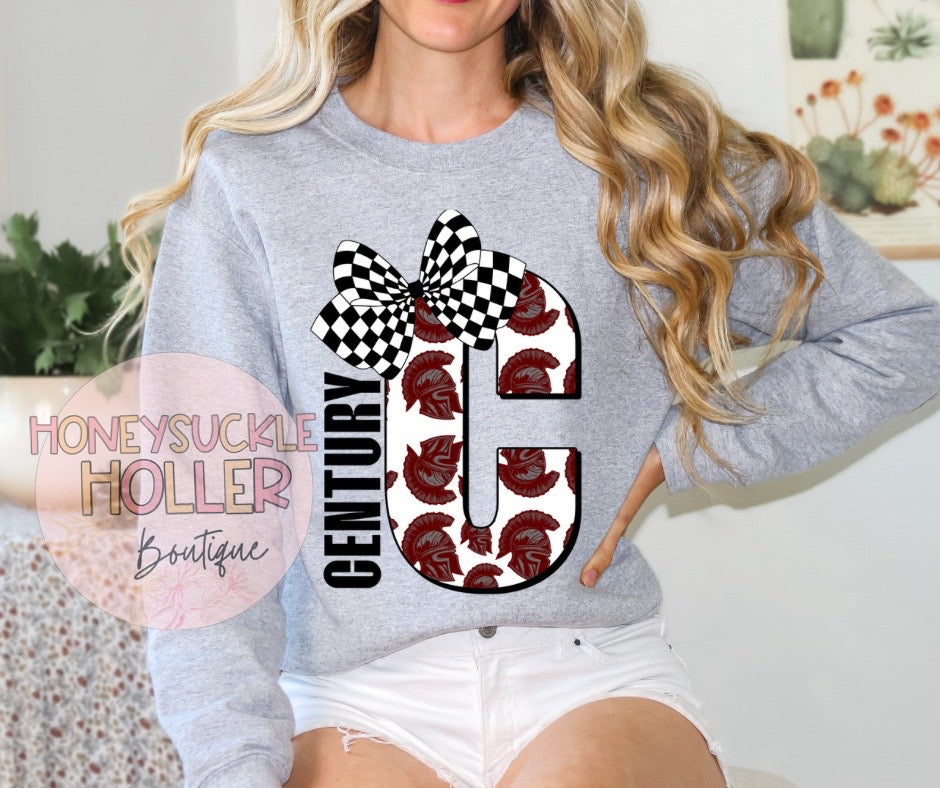 Century Mascot Head Big C Bow