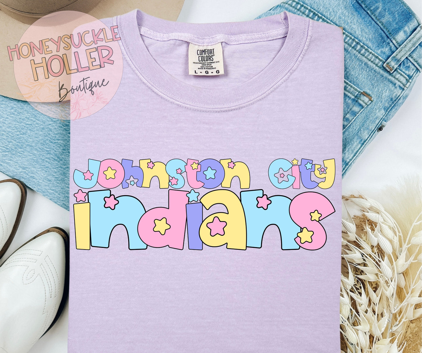 Johnston City Indians Pastel Stars