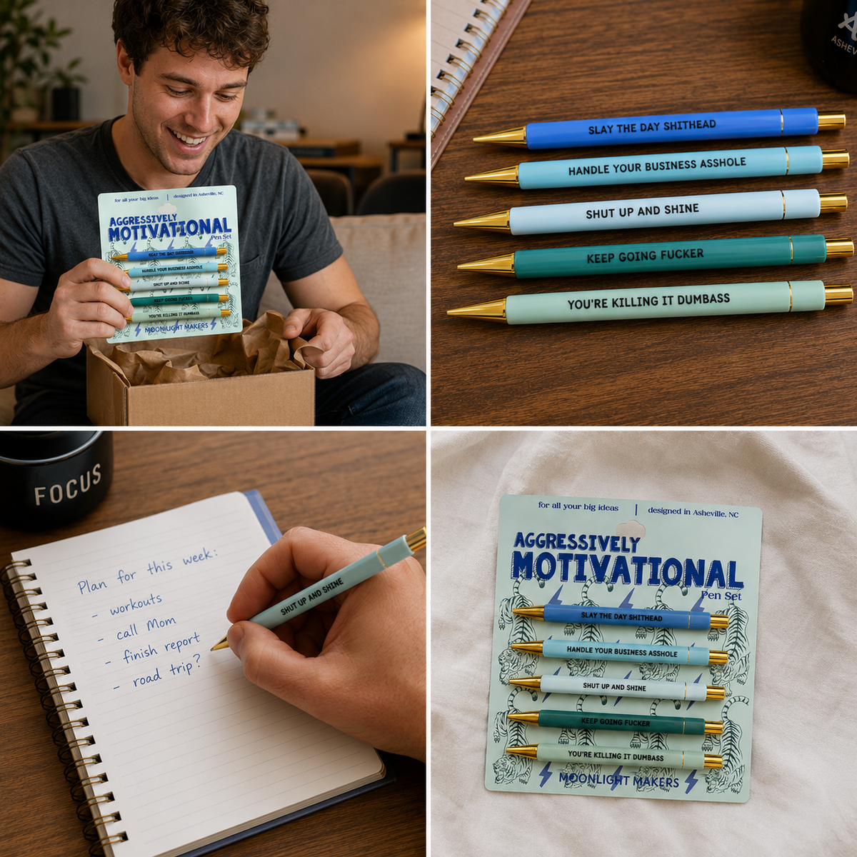 Aggressively Motivational - Pen Set - Funny Gift