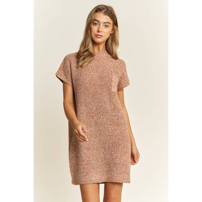 CLASSIC DROP SHOULDER SWEATER KNIT MINI DRESS: Burnt Orange