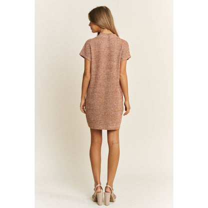 CLASSIC DROP SHOULDER SWEATER KNIT MINI DRESS: Burnt Orange