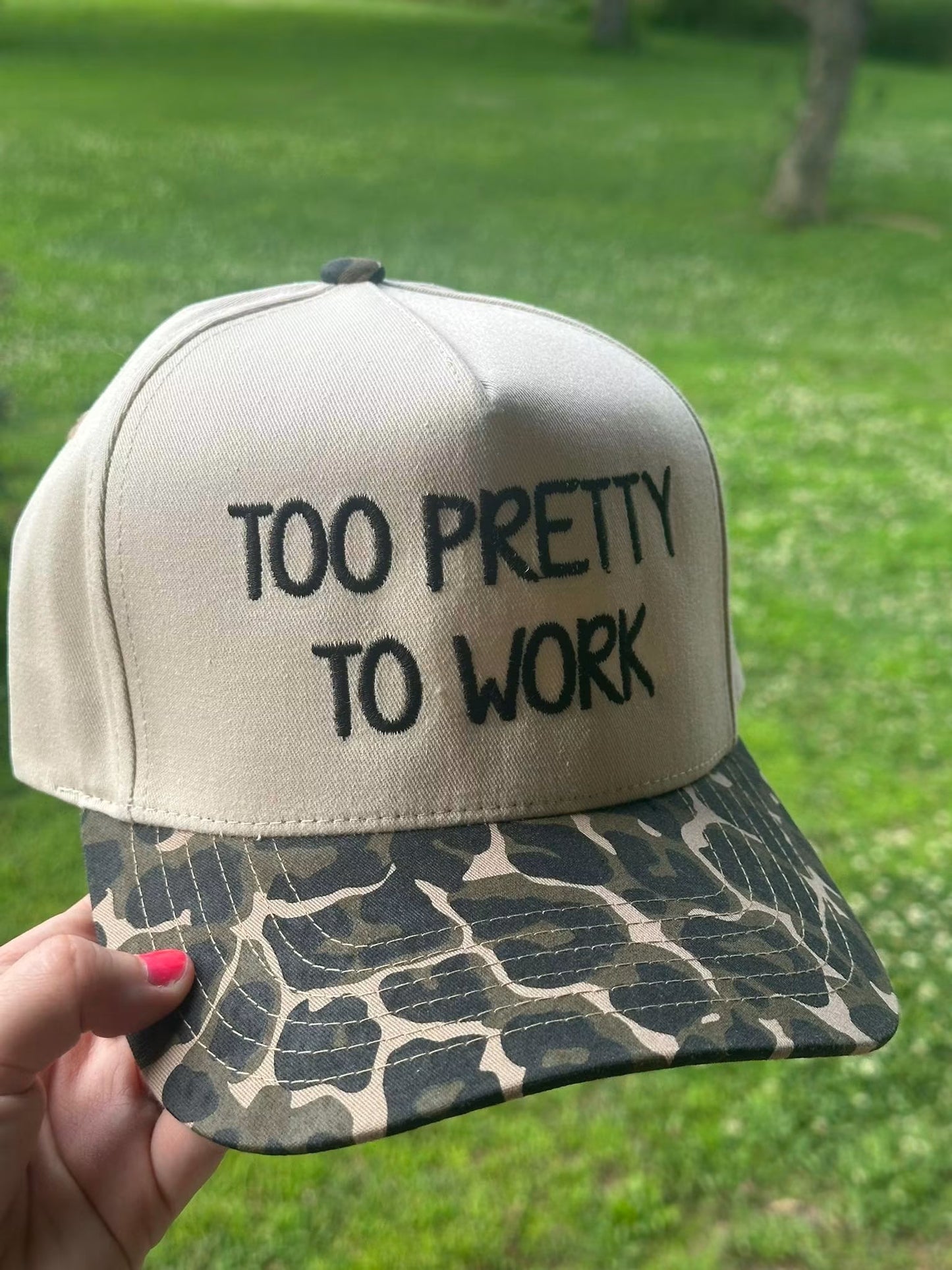 Too Pretty To Work Embroidered Leopard Hat