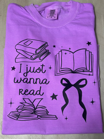 I Just Wanna Read - Neon Purple CC Tee