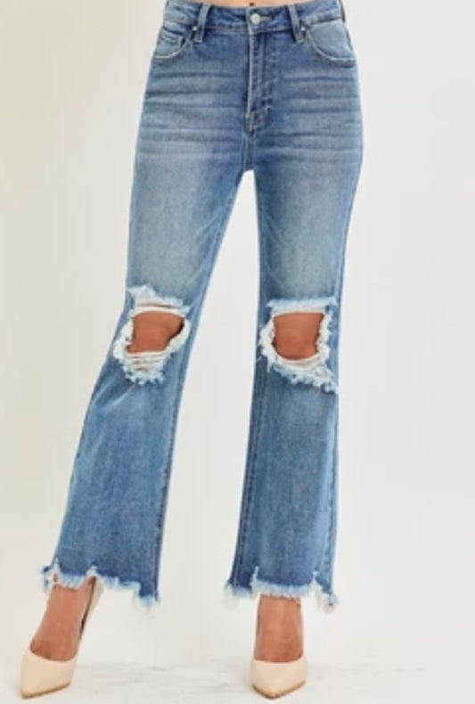Risen High Rise Crop Straight Jeans