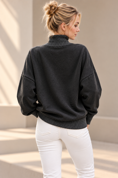 MOCK NECK FLEECE SWEATSHIRT WITH WAVE RIB DETAILS: SAGE / 3-3;S/M-L/XL