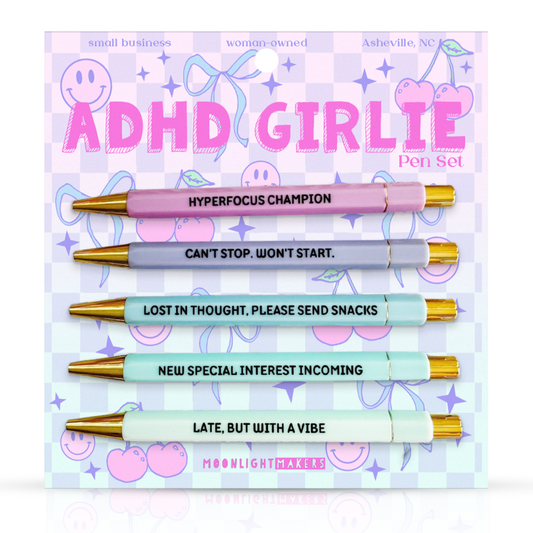 ADHD Girlie - Pen Set - Funny Gift, Neurodivergent