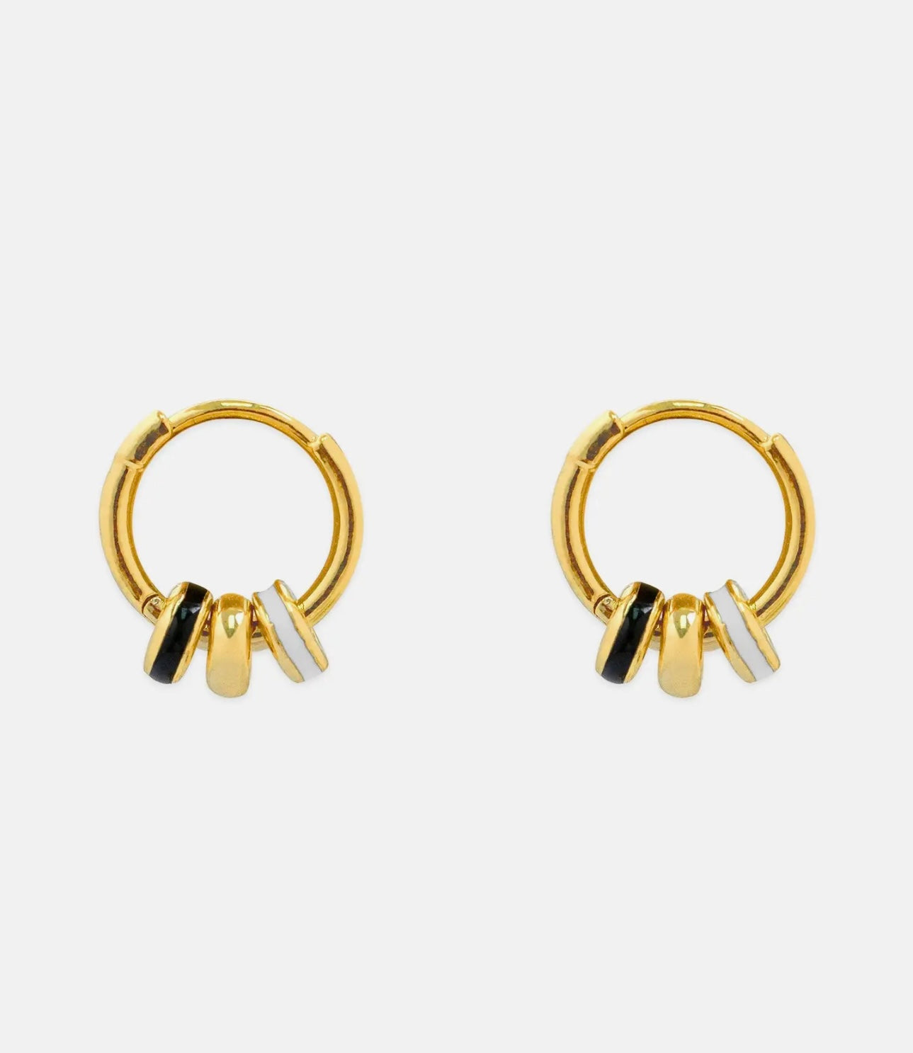 Black - Color Rondelle Ring Link Hoop Earrings