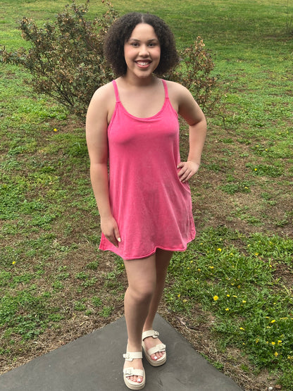 Crinkle Washed Mini Dress w/ Built-in Romper Liner