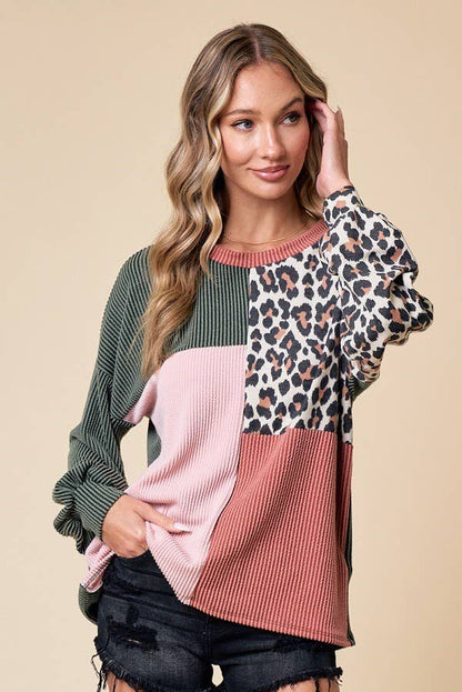 Part Of Me Color Block Sweatshirt: OLIVE