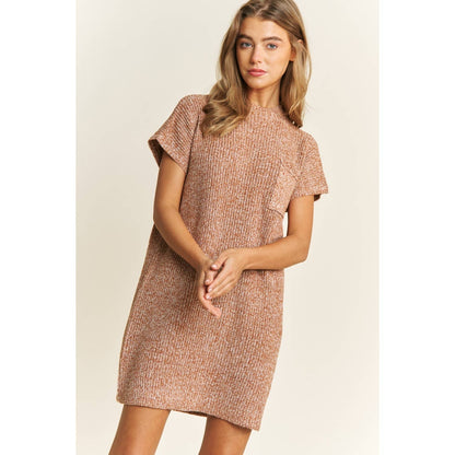 CLASSIC DROP SHOULDER SWEATER KNIT MINI DRESS: Burnt Orange