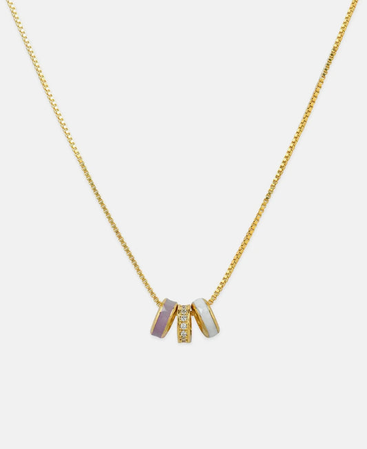 Lavender - Color Rondelle Ring Link Hoop Necklace