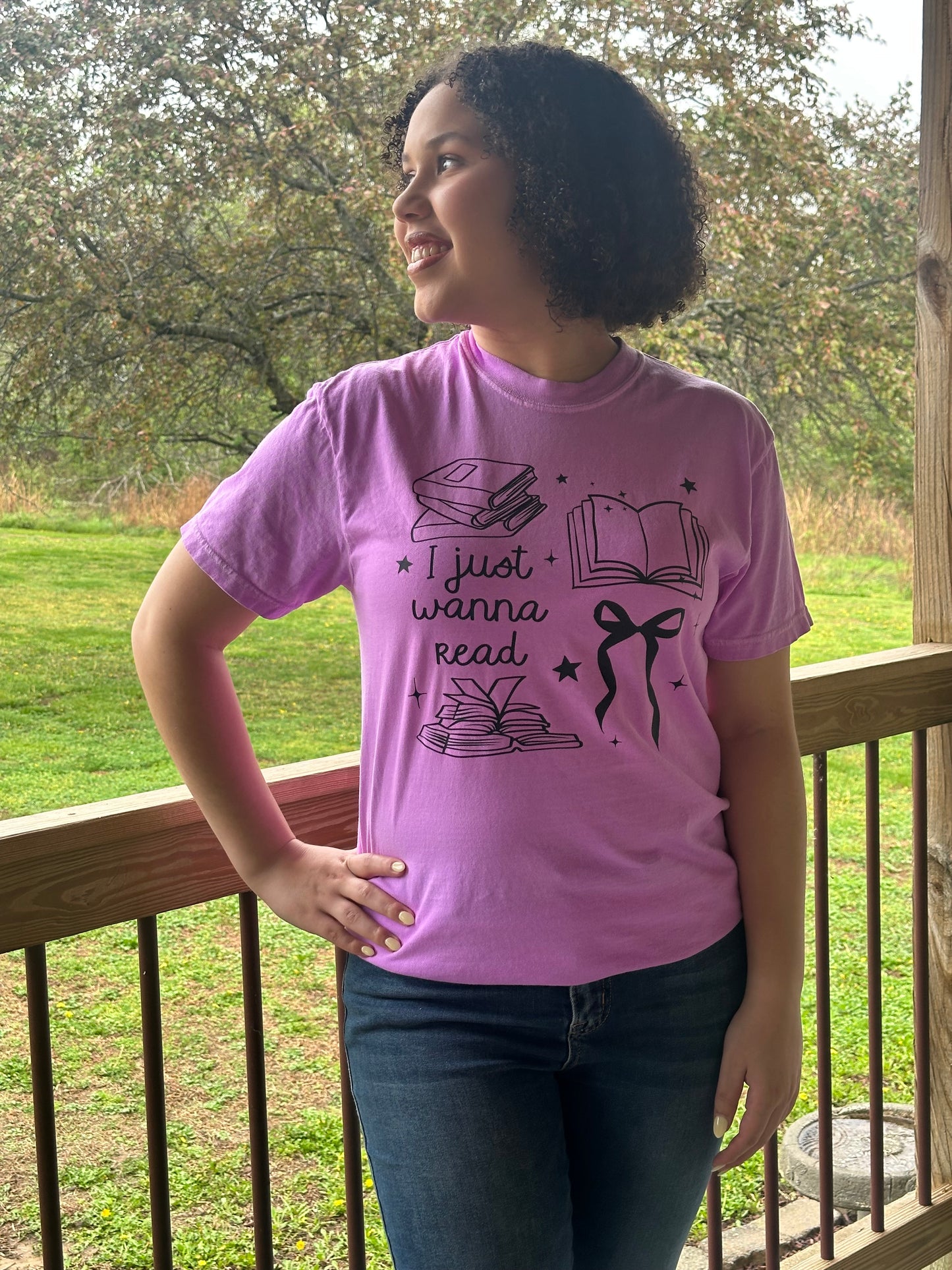 I Just Wanna Read - Neon Purple CC Tee