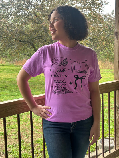 I Just Wanna Read - Neon Purple CC Tee