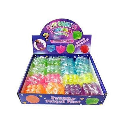 12PCS - Glitter Bubble Cube Squeeze Squishy Stress Relief Toy