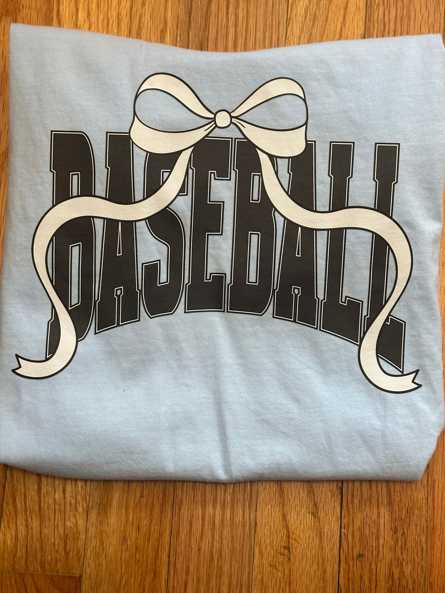 Baseball with White Bow - Light Blue CC Tee