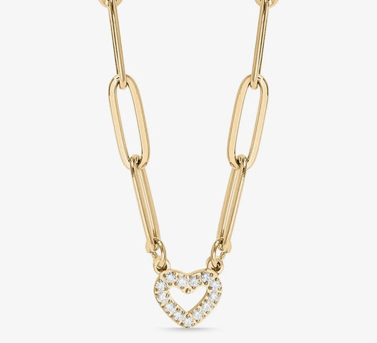 Gold - 18K Gold Pvd Stainless Steel “Heart” Paperclip Necklace