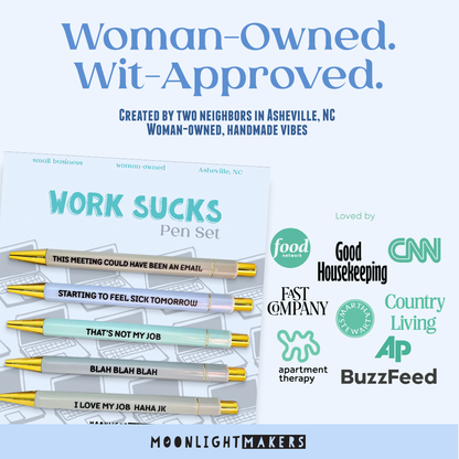 Work Sucks - Funny Pen Set - Office Humor, Gift for Coworker
