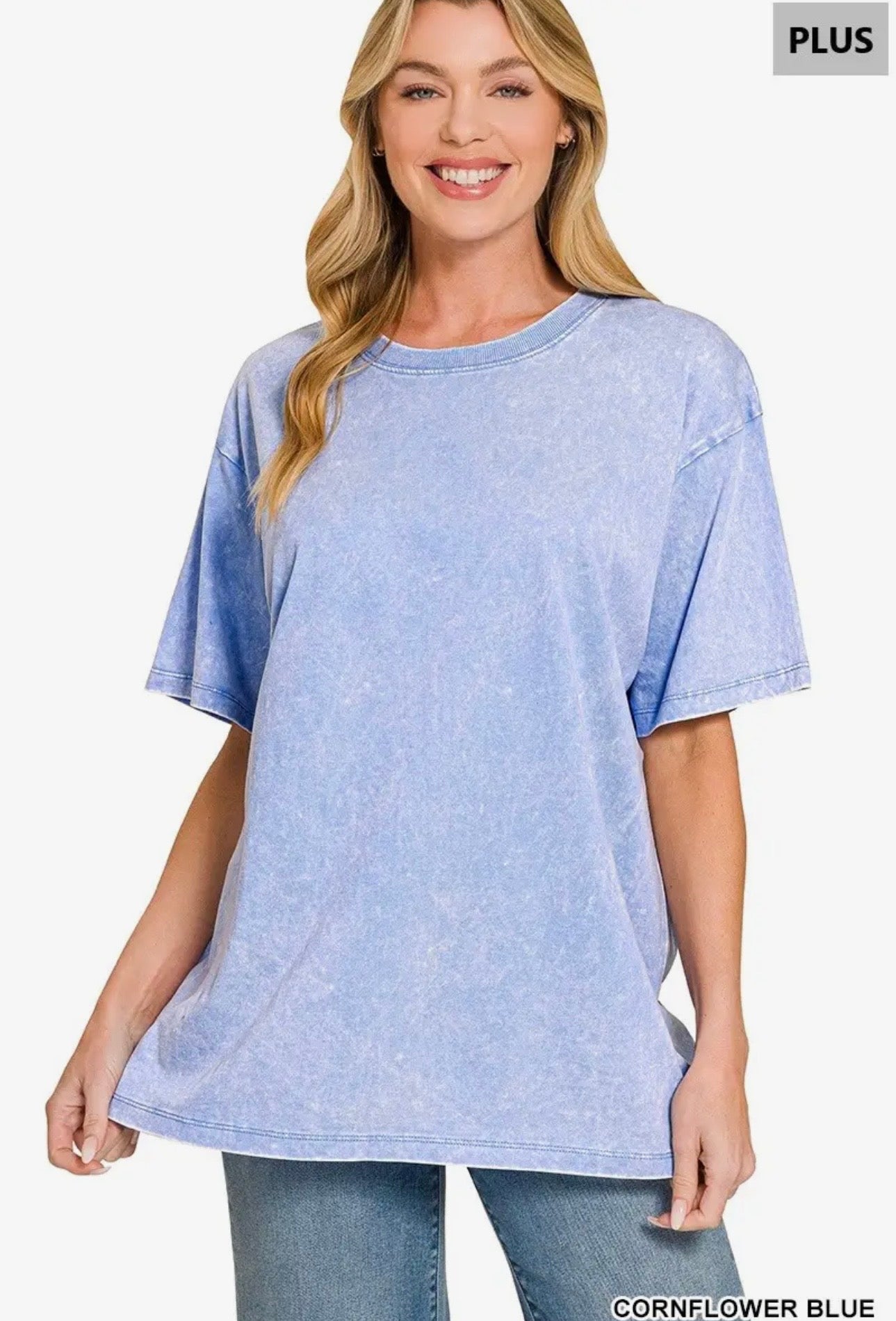 Zenana Plus Washed Short Sleeve Top
