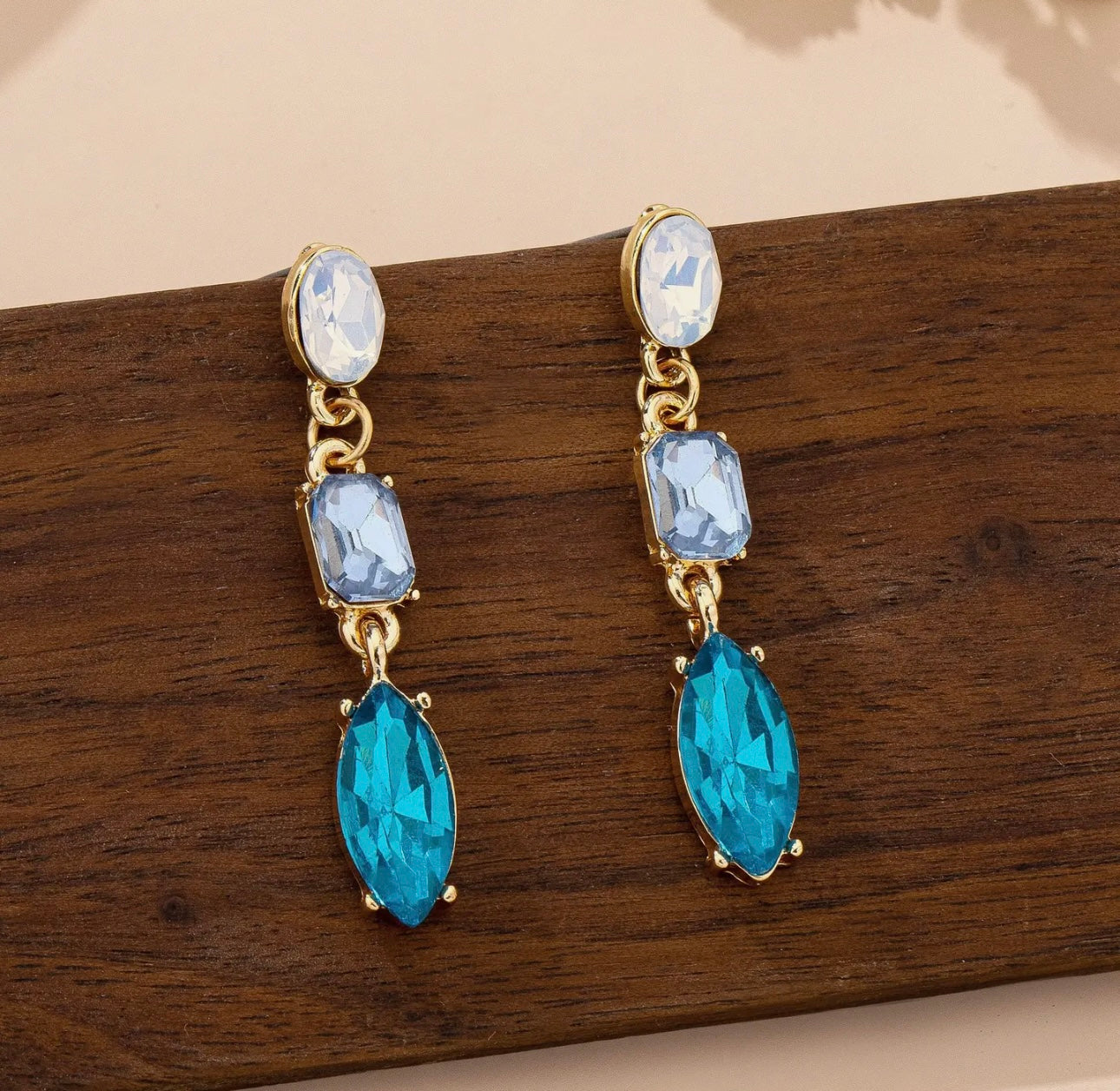 Ocean Blue Gem Drop Earrings