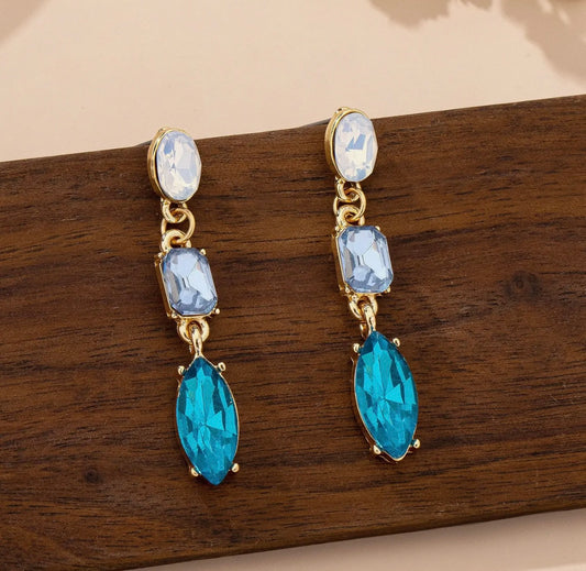 Ocean Blue Gem Drop Earrings