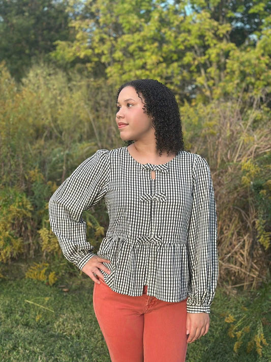 Black and White Checkered with Bows on Chest