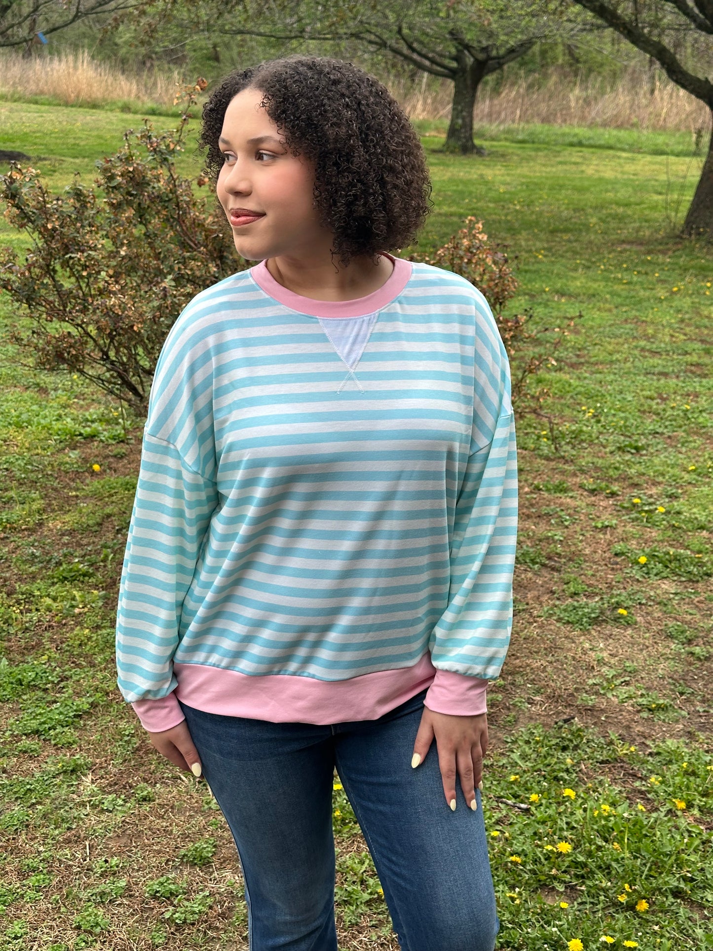 Crew Loose Fit French Terry Pullover Top