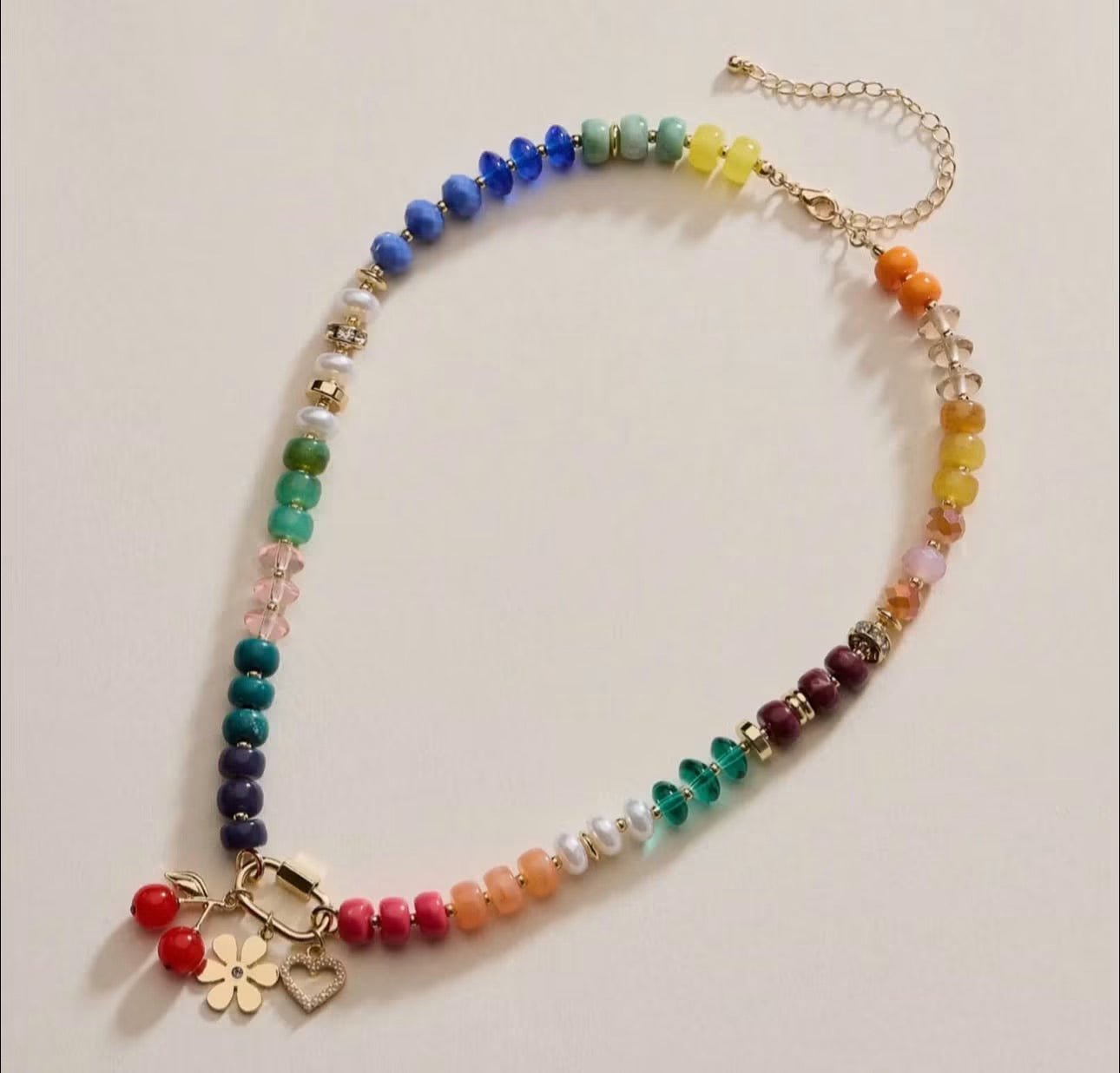 Layered Glass Bead Necklace Multicolor