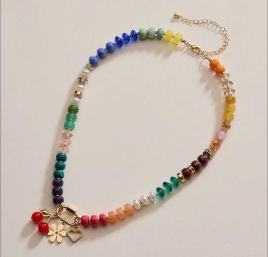 Layered Glass Bead Necklace Multicolor